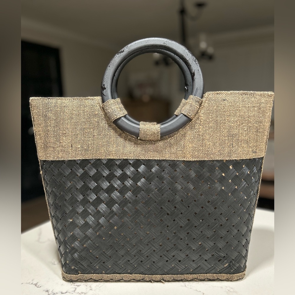 NEW TICO Artisanal Woven Fiber Summer Lined Tote 15x13”